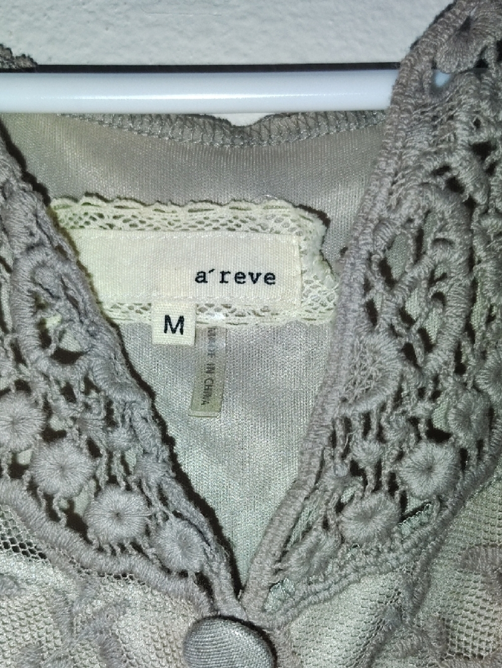 A'Reve Crochet-Trim Top in Light Taupe 1235 - Picture 2 of 3